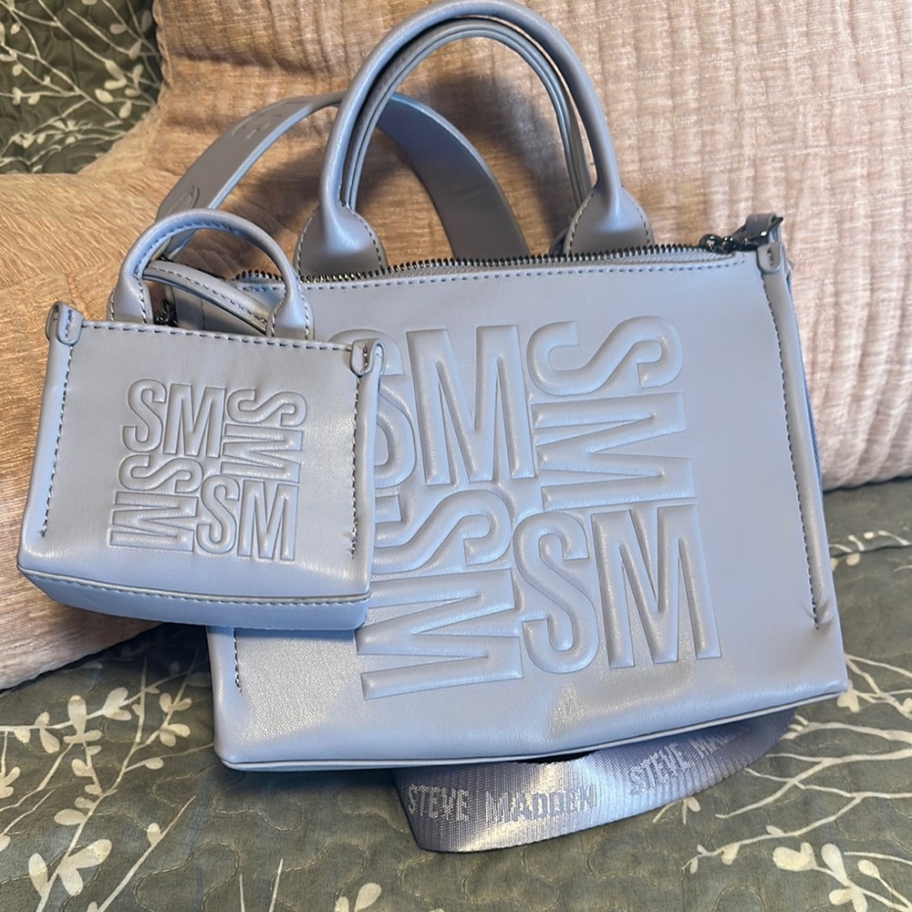 Steve Madden Blue Satchel with Embossed Design